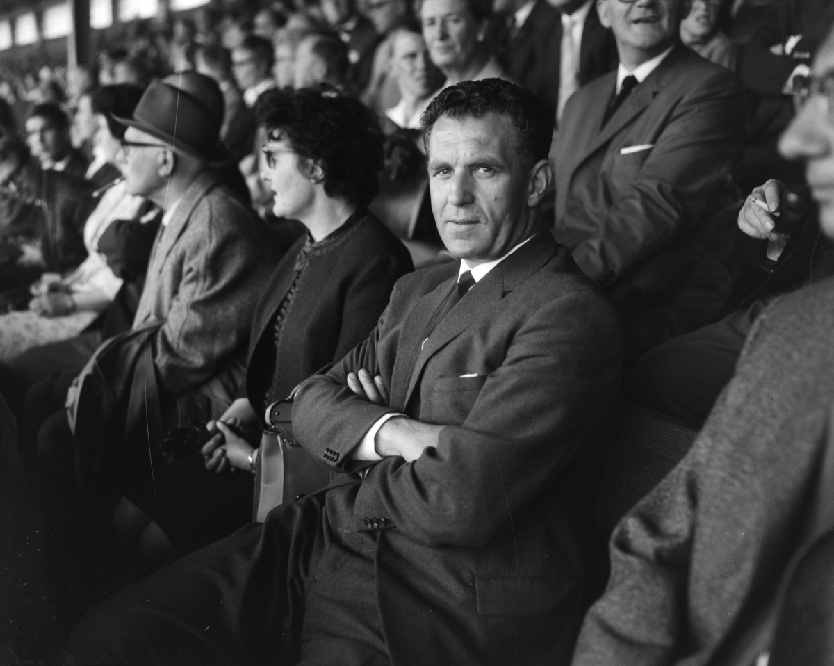 Jack Rowley seated in the stands during his managerial career in 1963
